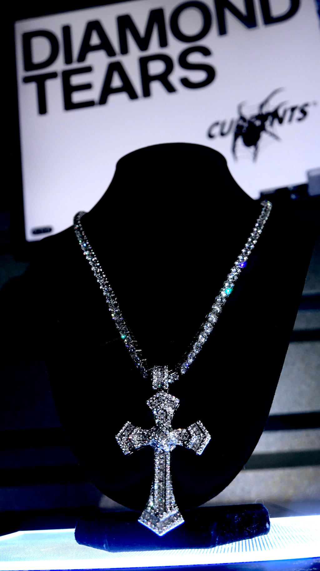 Moissanite Cross Tennis Chain Necklace