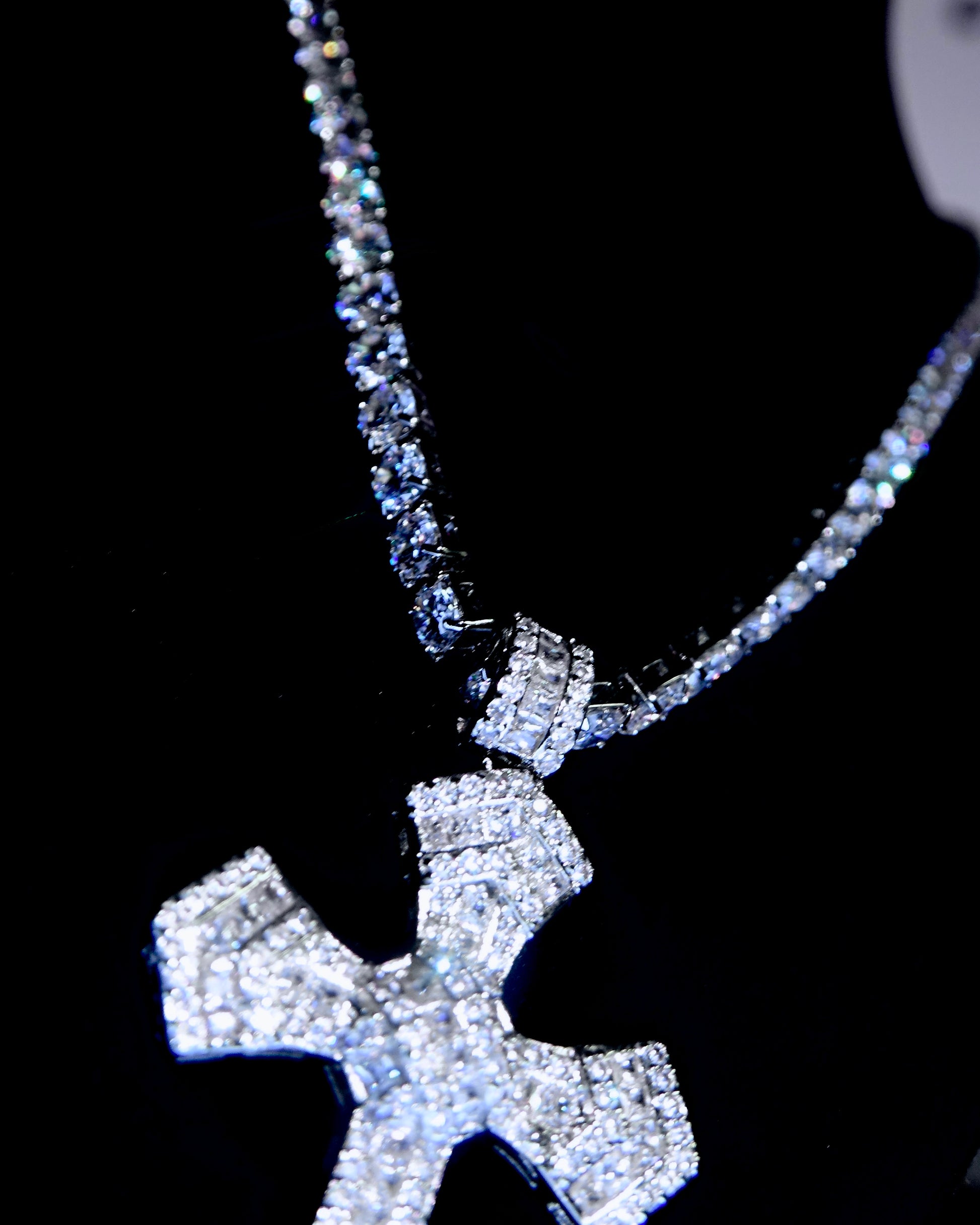 Moissanite Cross Tennis Chain Necklace